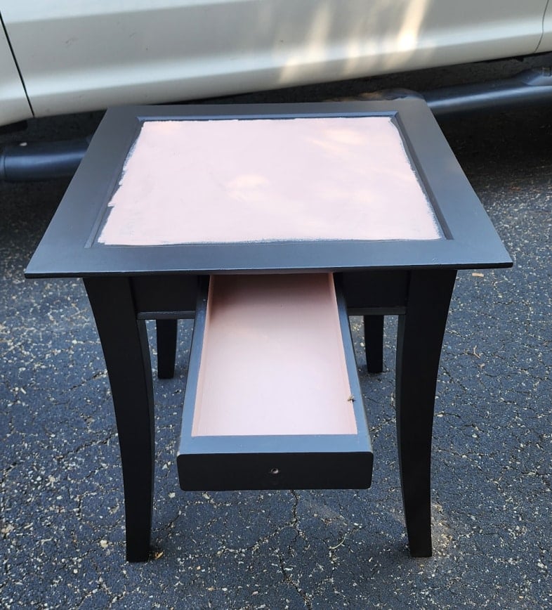 small side table ready for floral decoupage
