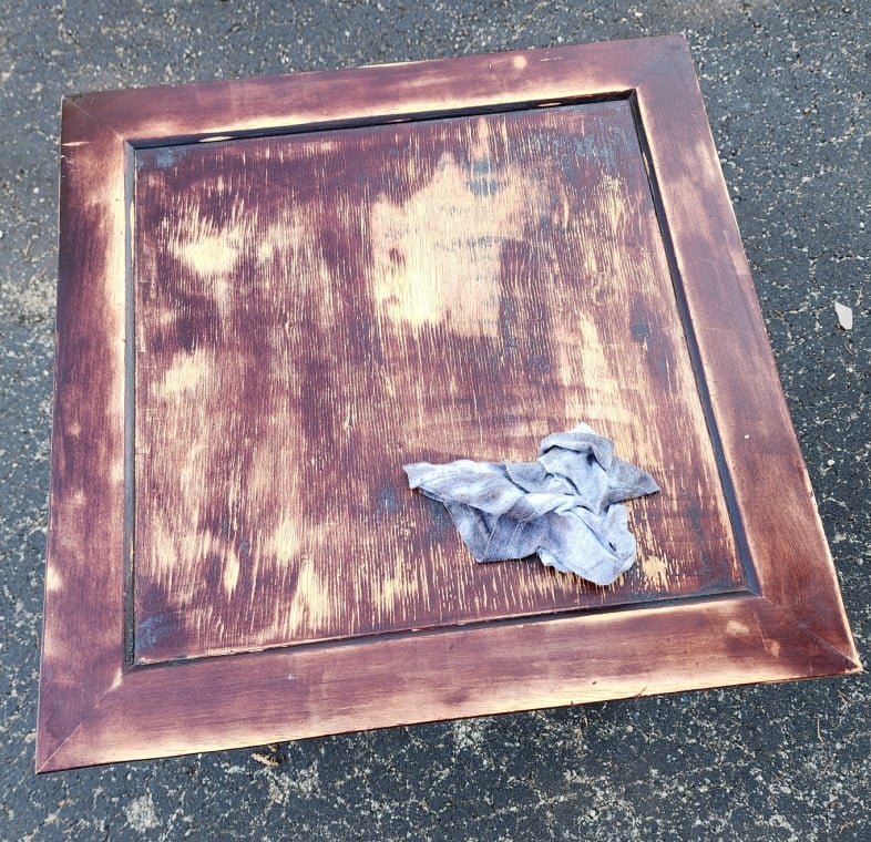 square side tabletop after sanding and cleaning