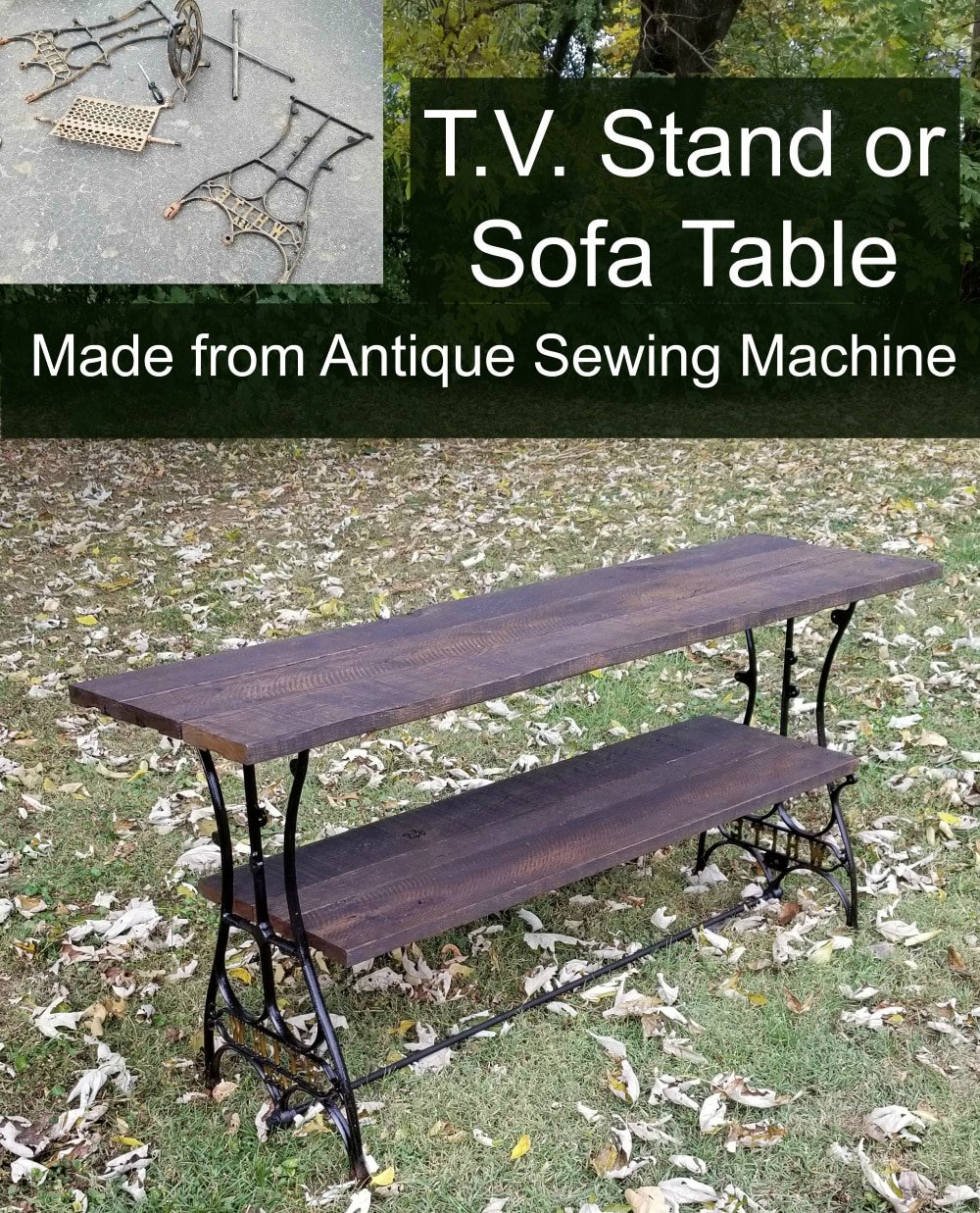 sofa table made from sewing machine
