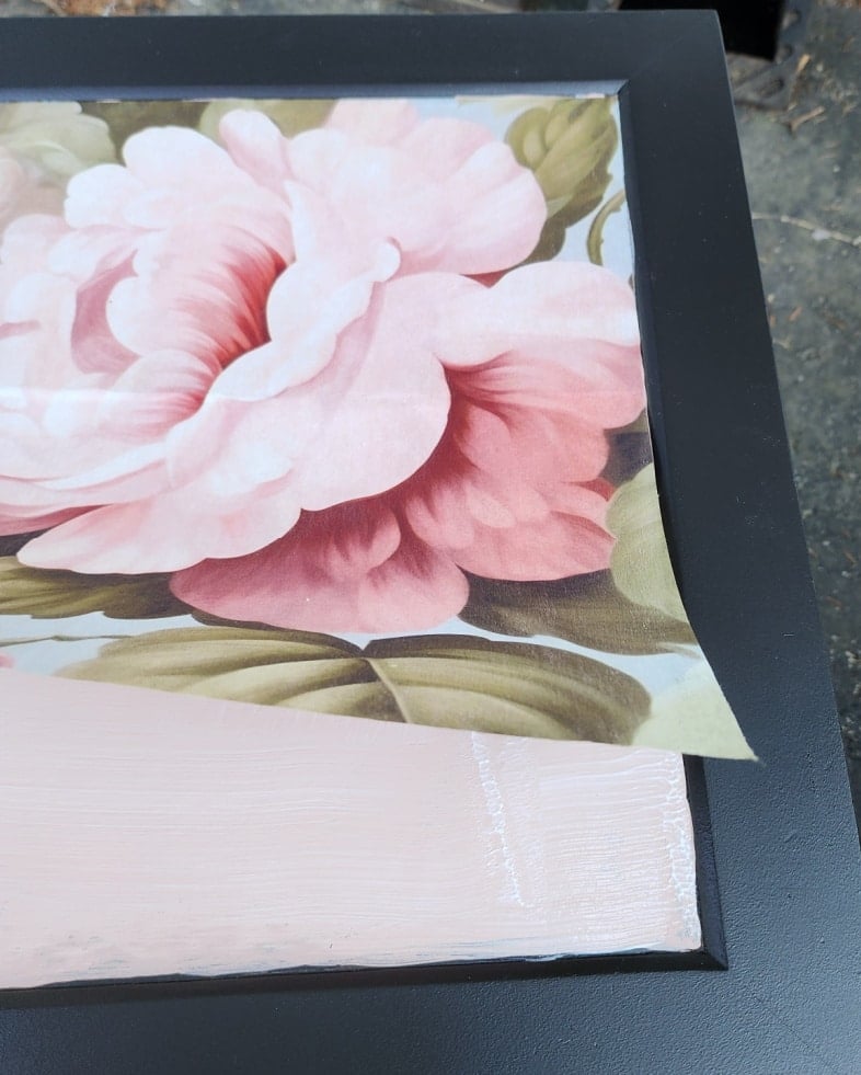 using mod podge for floral decoupage paper on top of table