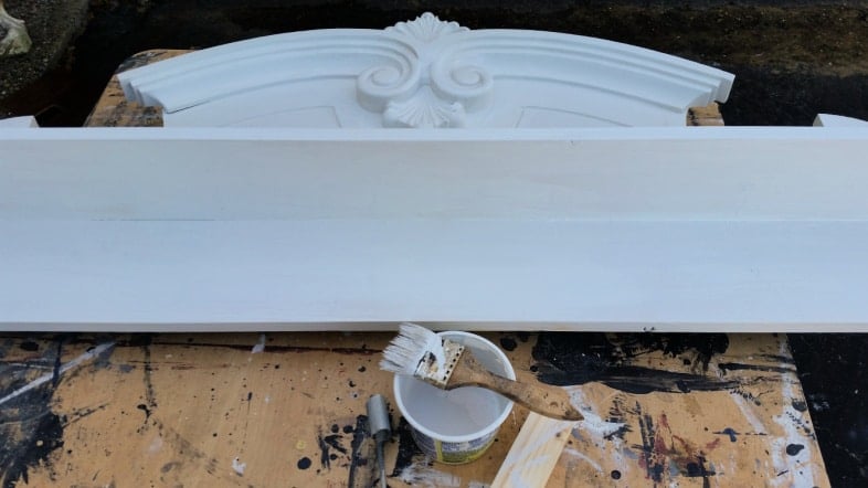 diy chalky paint primer on a china hutch top