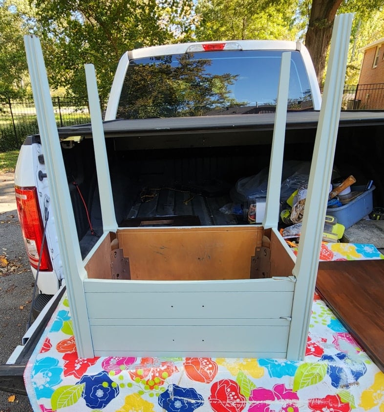 final coat of paint with the cabinet upside down