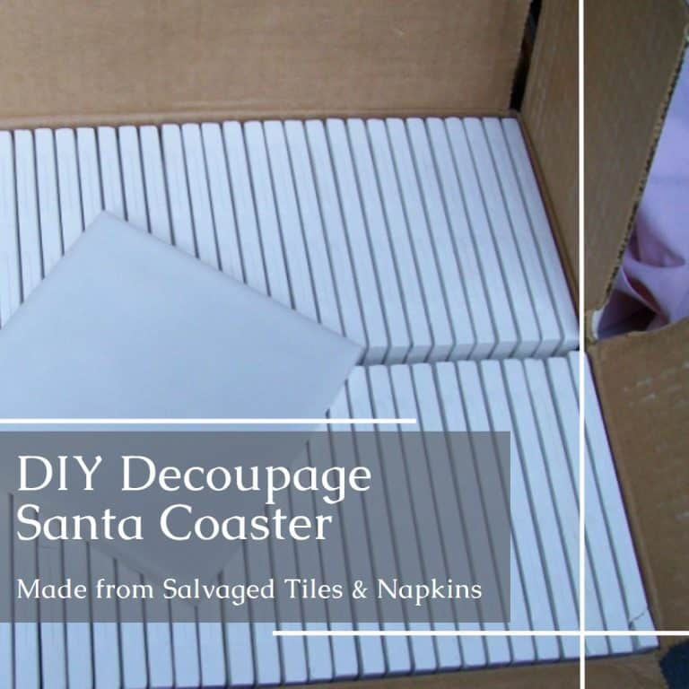 DIY Decoupage Santa Coaster made from salvaged tiles and napkins