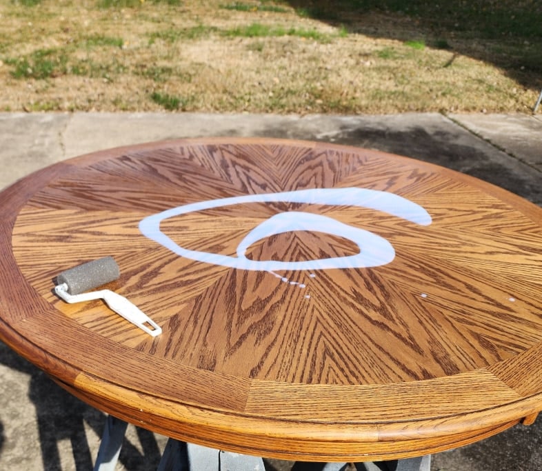 applying polycrylic with a faom roller