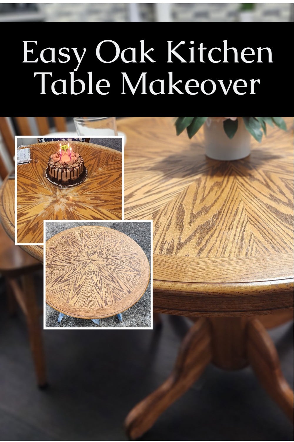easy kitchen table makeover-so glad she didn't paint it