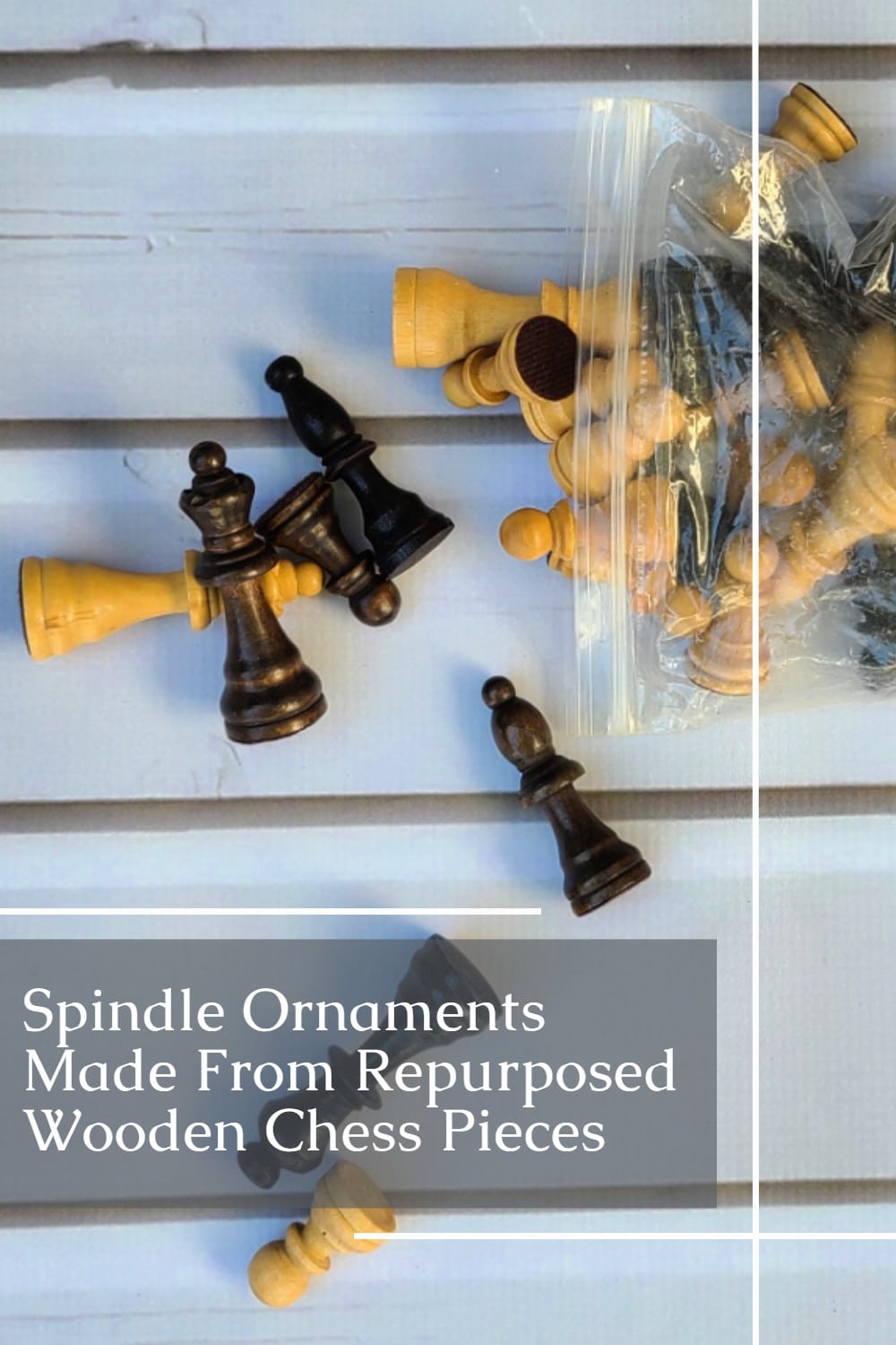 how to repurpose chess pieces to make Christmas ornaments