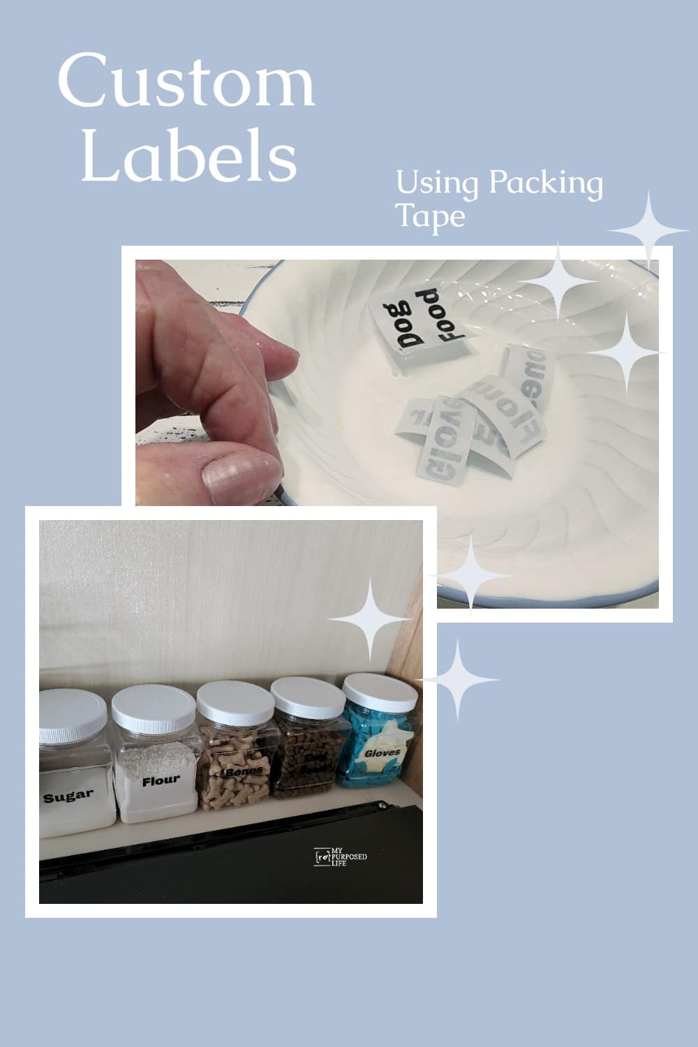make DIY labels with packing tape