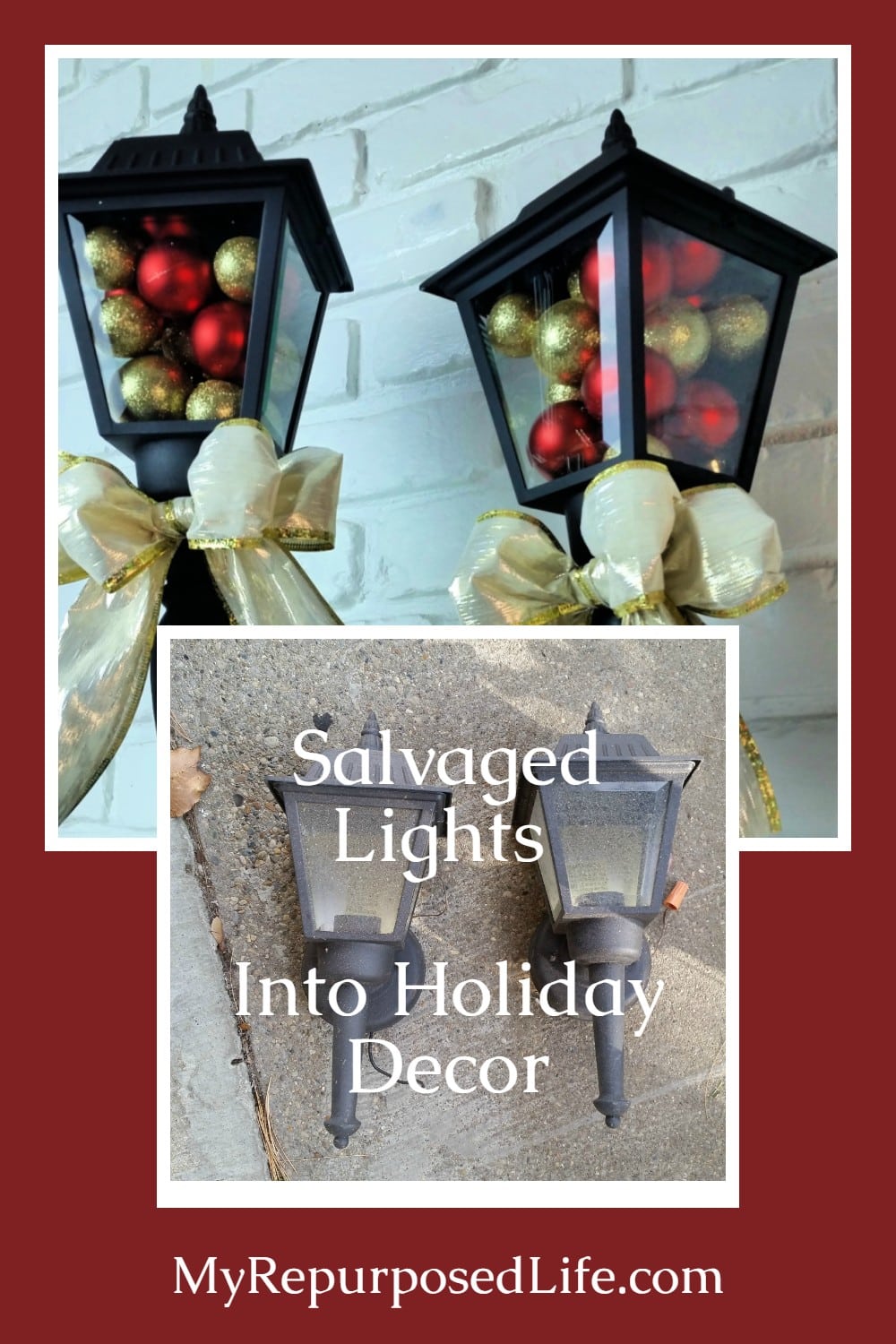 salvaged lights into holiday decor