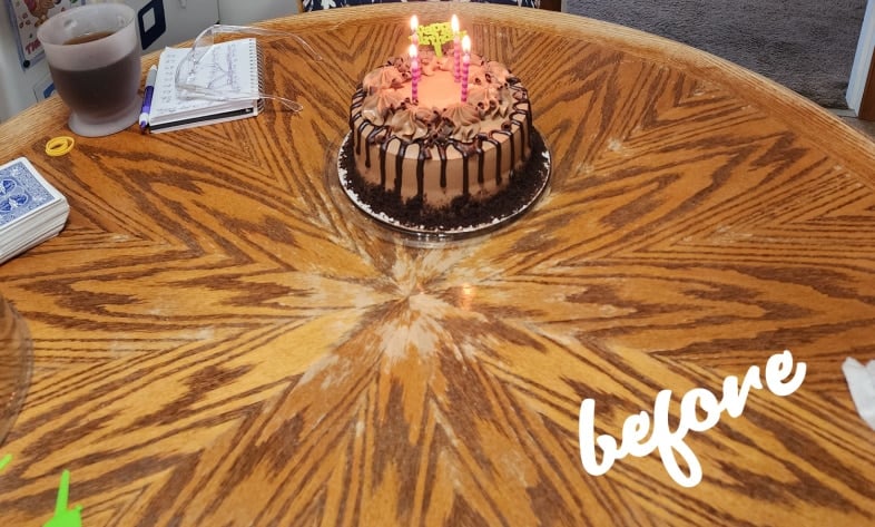 vintage oak kitchen table before