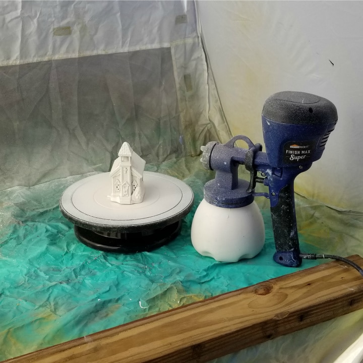 Christmas village church after