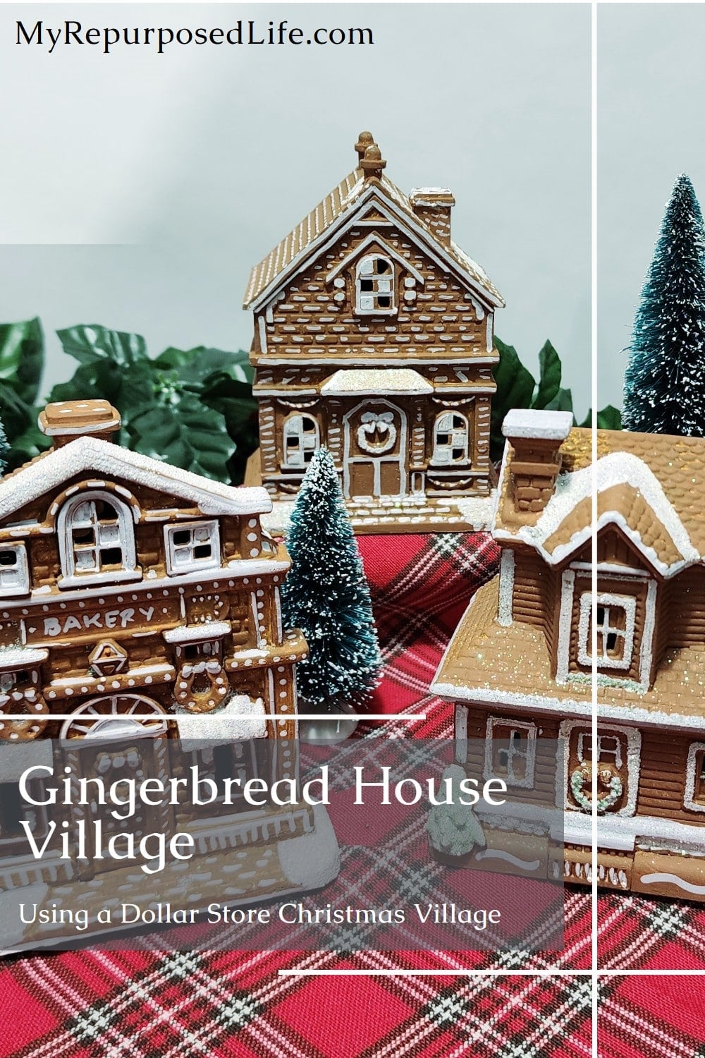 beautiful gingerbread village using dollar store buildings
