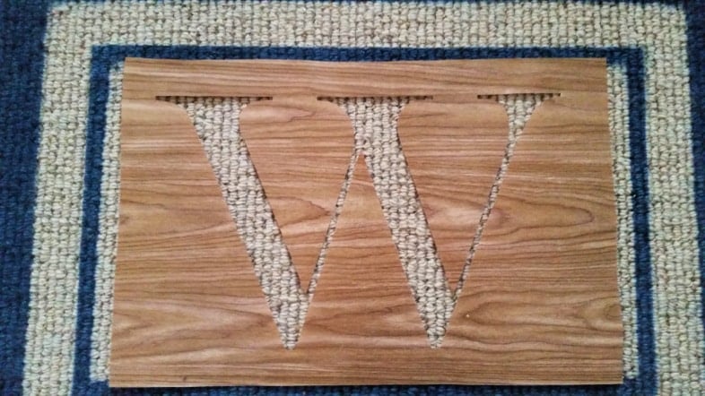 contact paper monogram stencil welcome mat