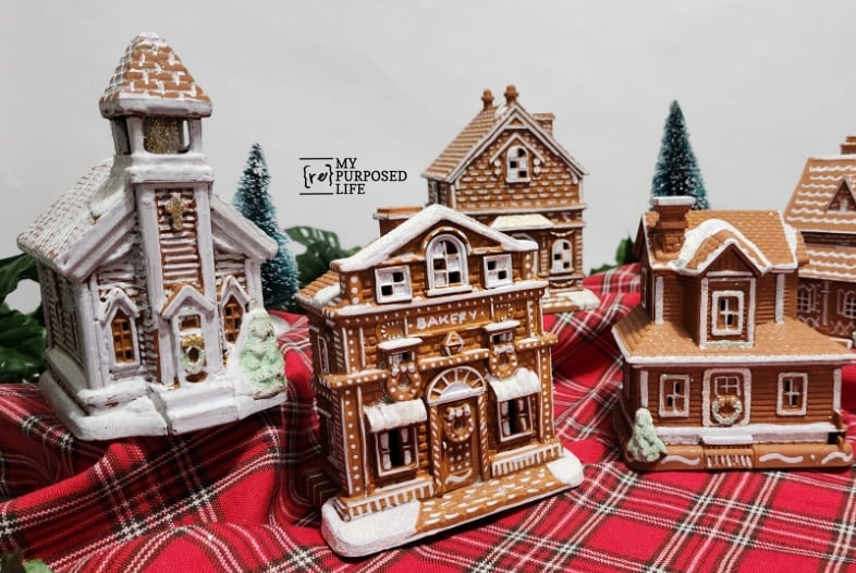 gingerbread church and houses