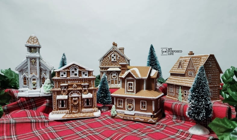 make a gingerbread house village from dollar store Christmas village