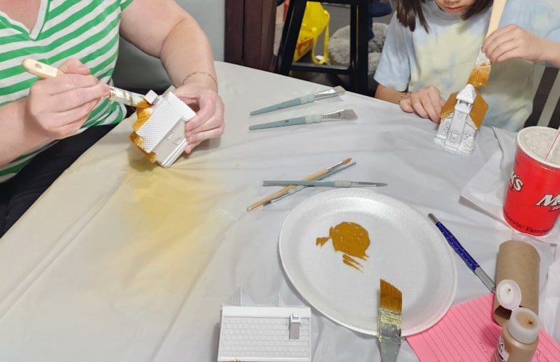 painting gingerbread houses brown
