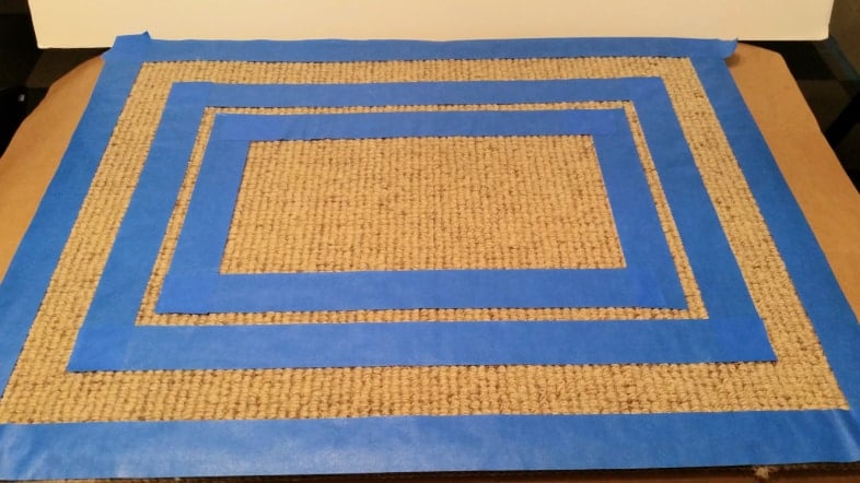 thin border painted rug