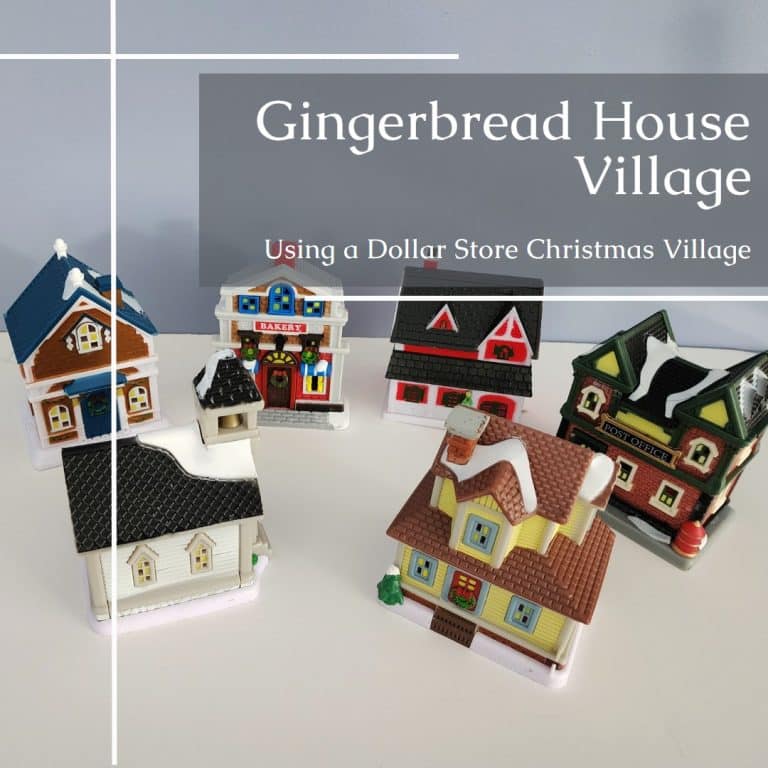 use dollar store buildings to make a gingerbread village