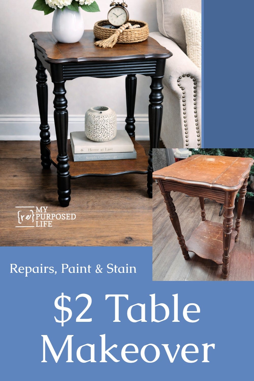 amazing $2 table makeover with repairs paint and stain