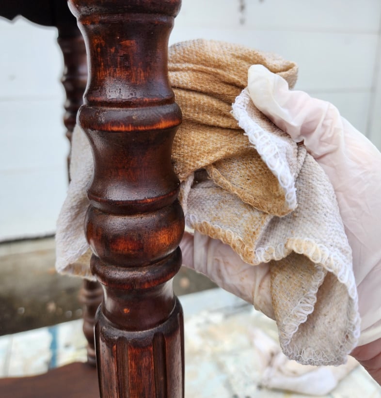 clean wood with surface prep and a soft cloth