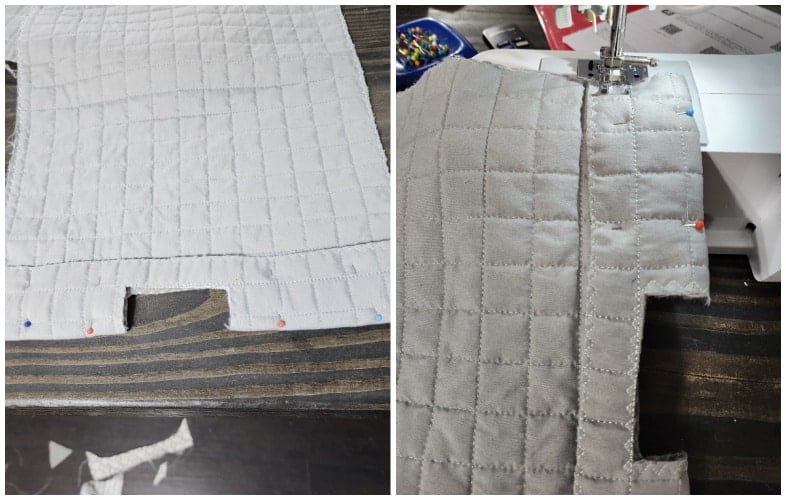 fold, pin, sew handle section