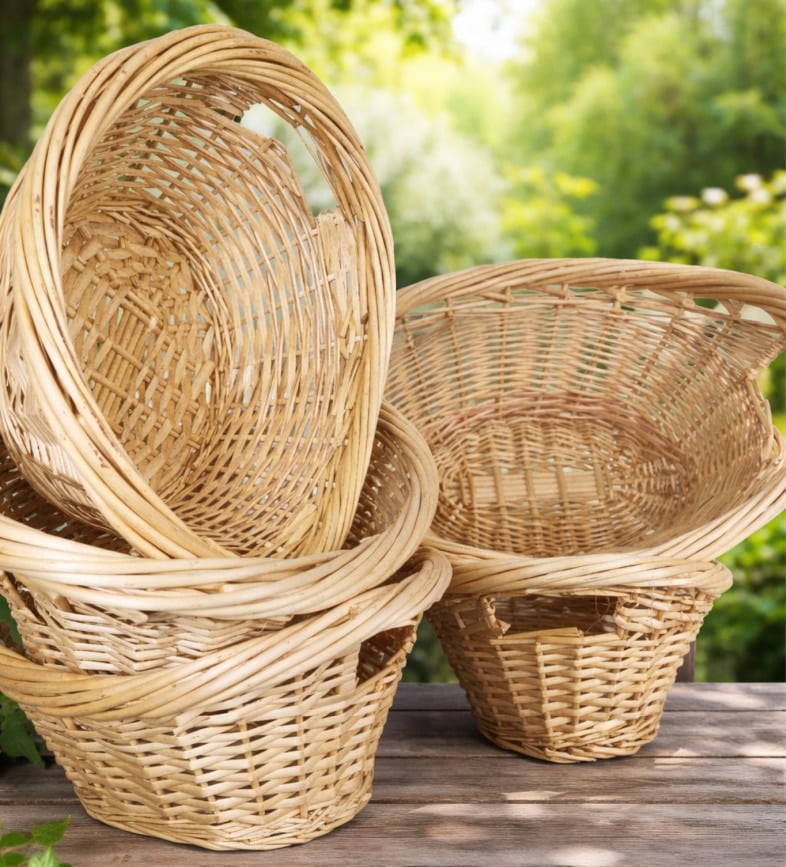 a colletion of wicker baskets