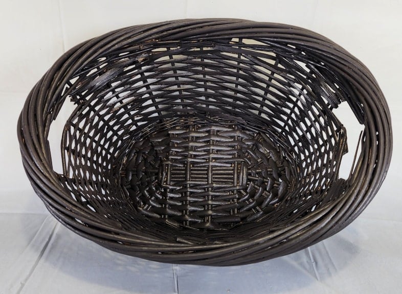 dark paint on wicker basket