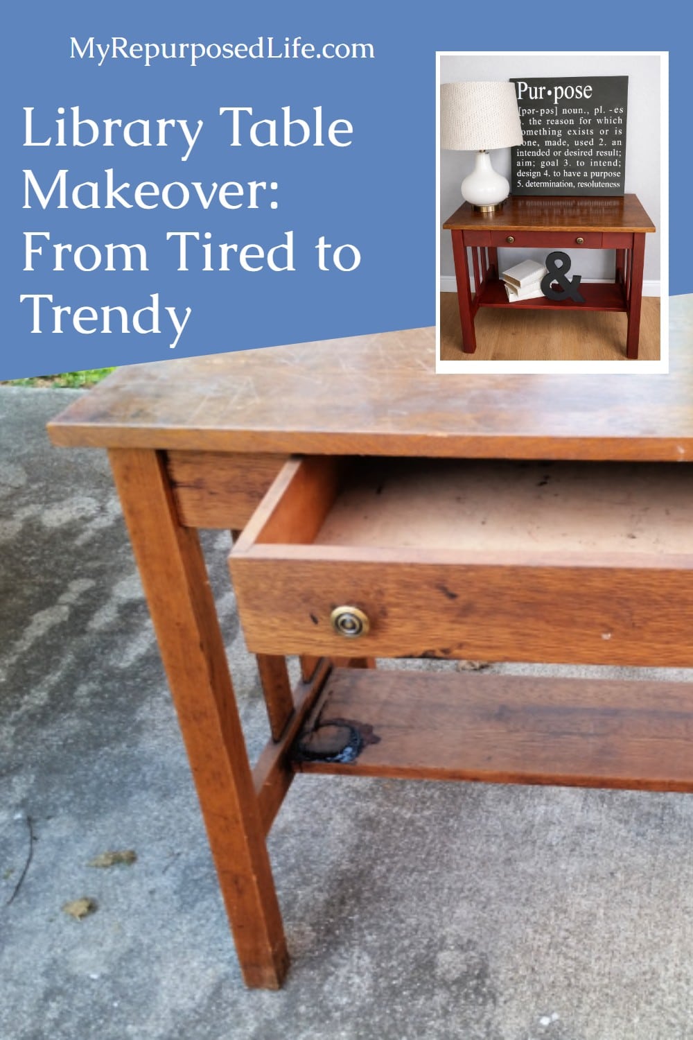 from tired to trendy library table makeover