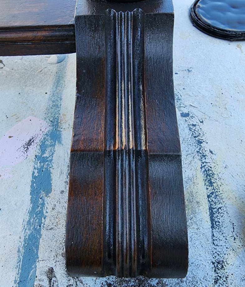 table leg after applying black wash