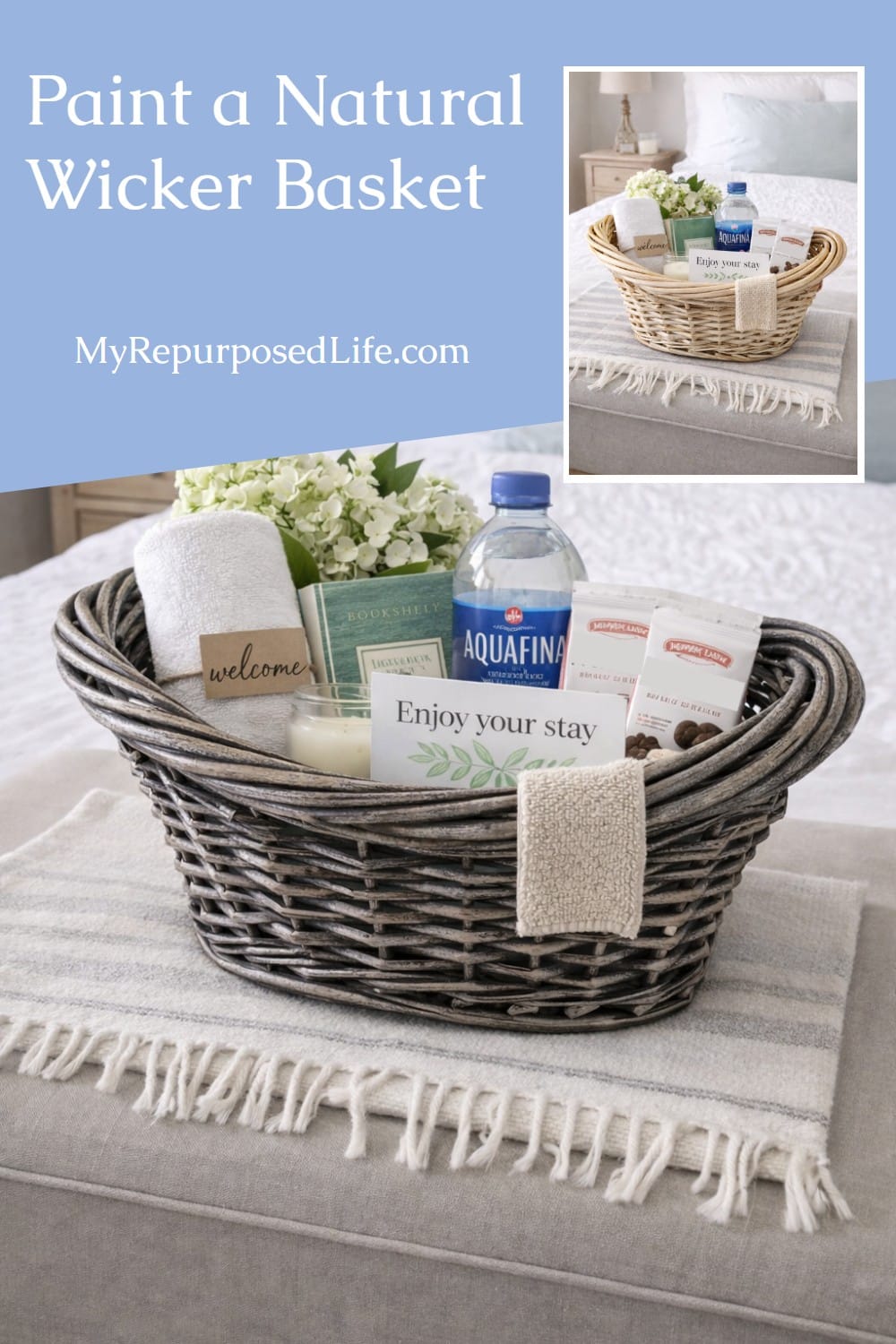 thrift store basket makeover with paint via @repurposedlife