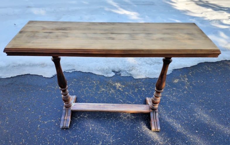 trestle sofa table ready for paint