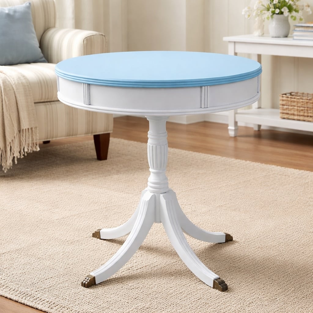 blue and gray drum table