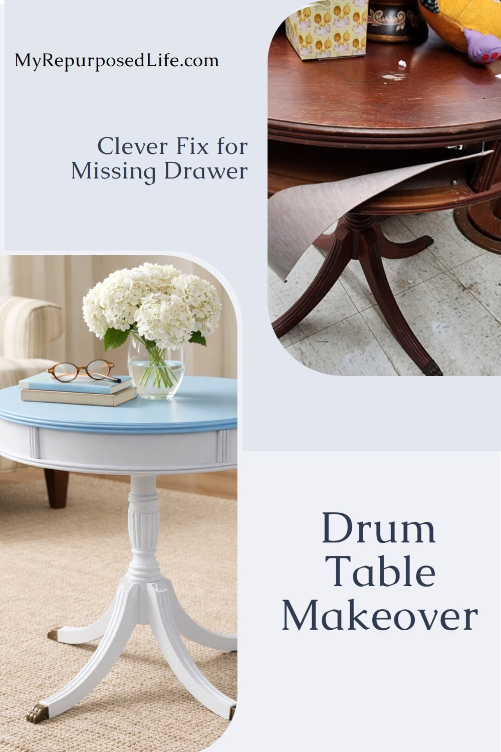 drum table missing drawer fix via @repurposedlife