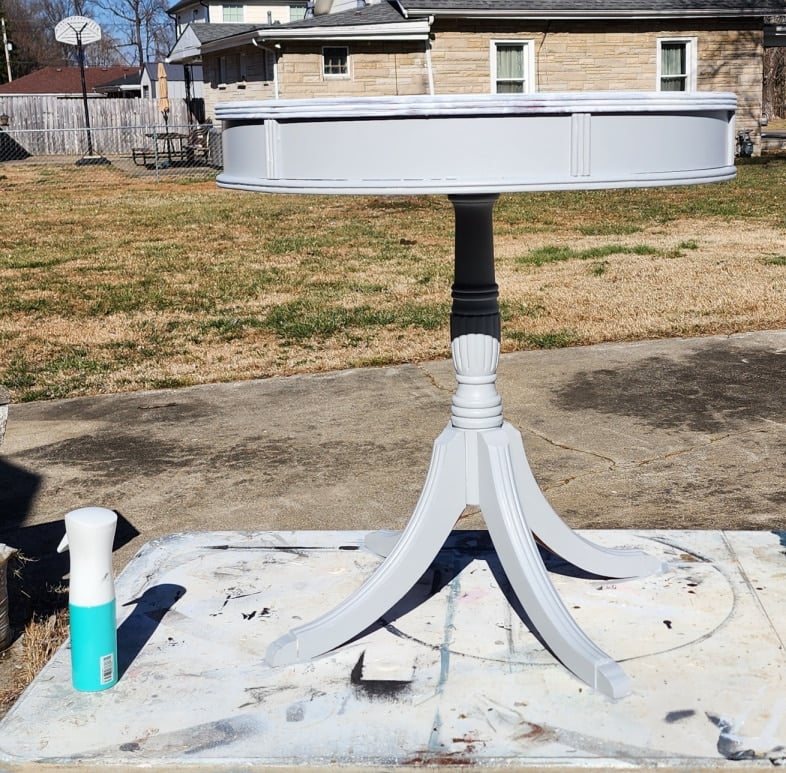 painting drum table gray