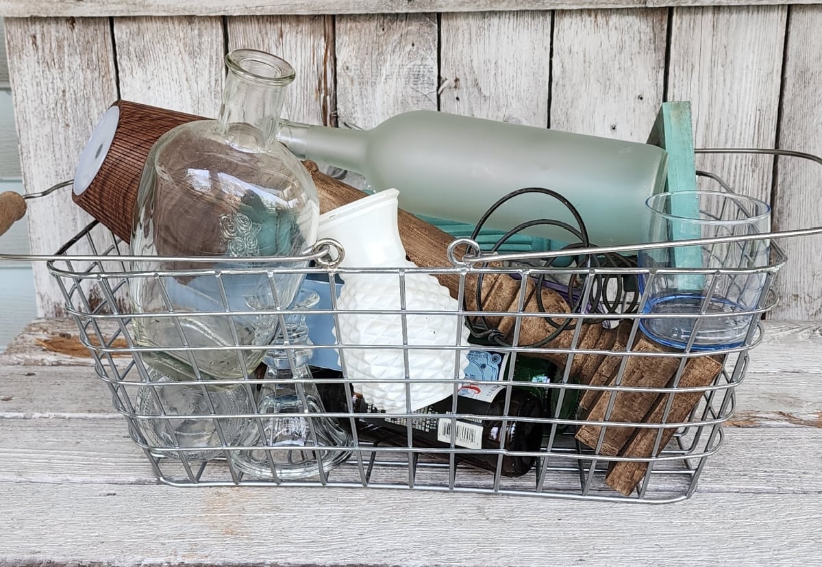 basket of thrifted and upcycled finds