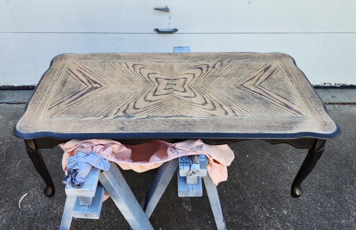 black wash sanded off of tabletop