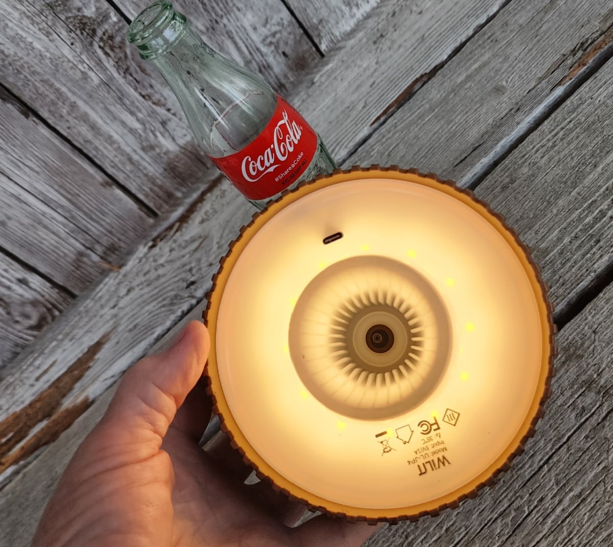 bottle lamp shade with the cork removed for wider neck bottles