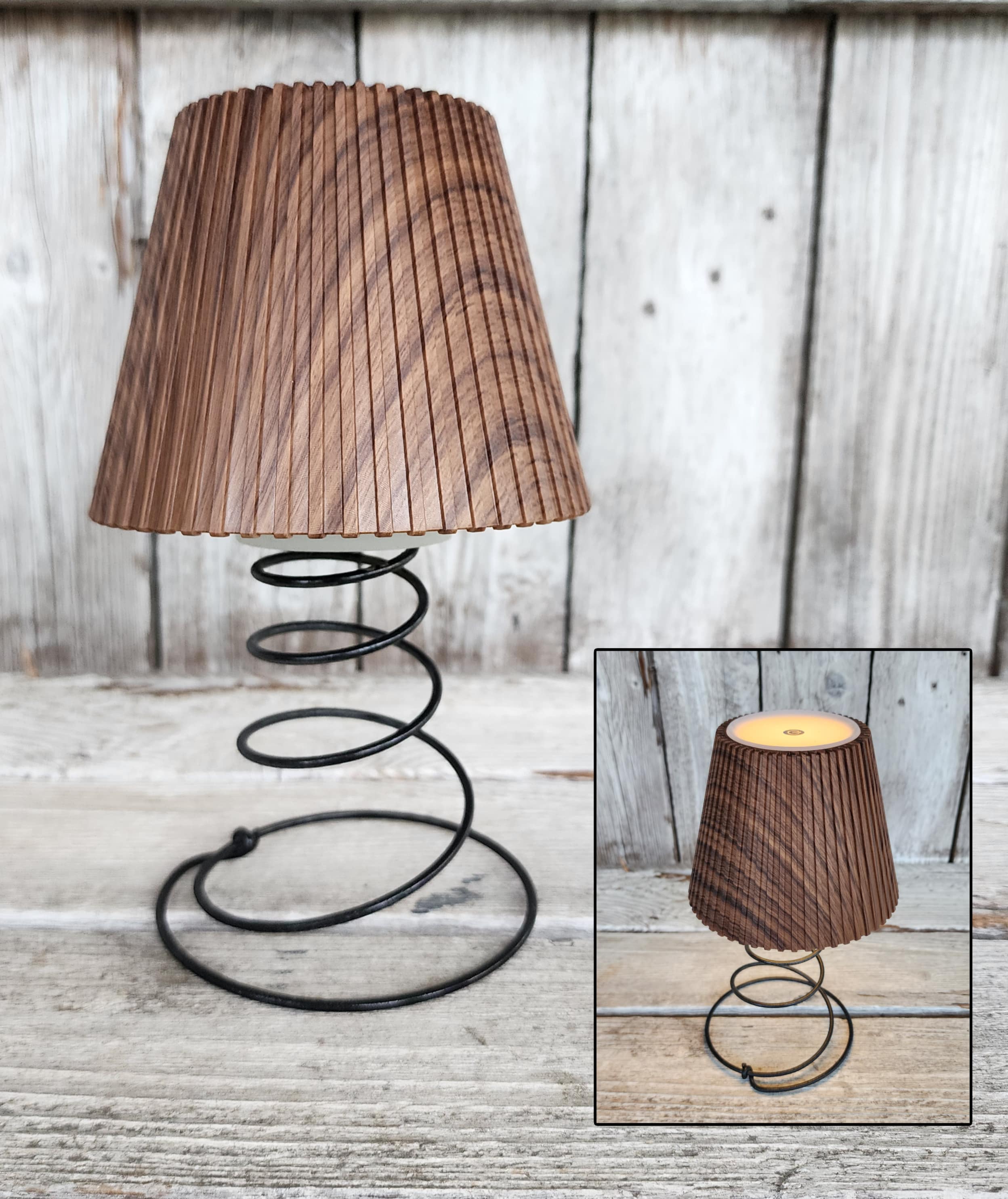 coiled mattress spring made into a wireless lamp
