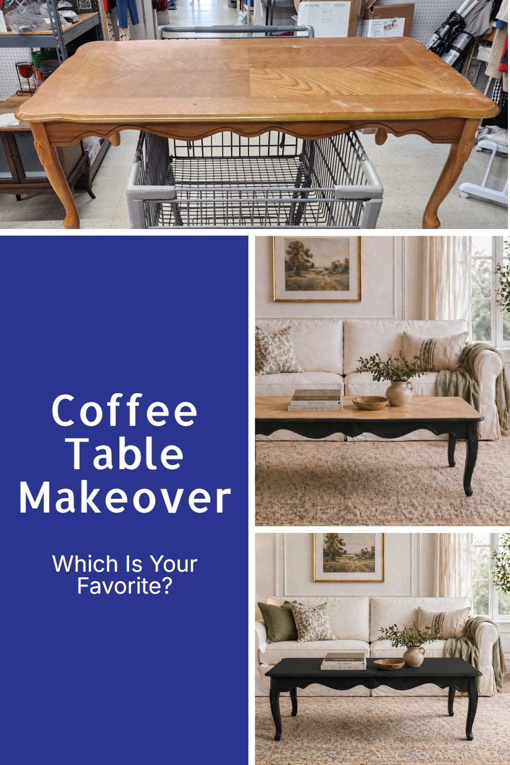 french provincial coffee table makeover via @repurposedlife