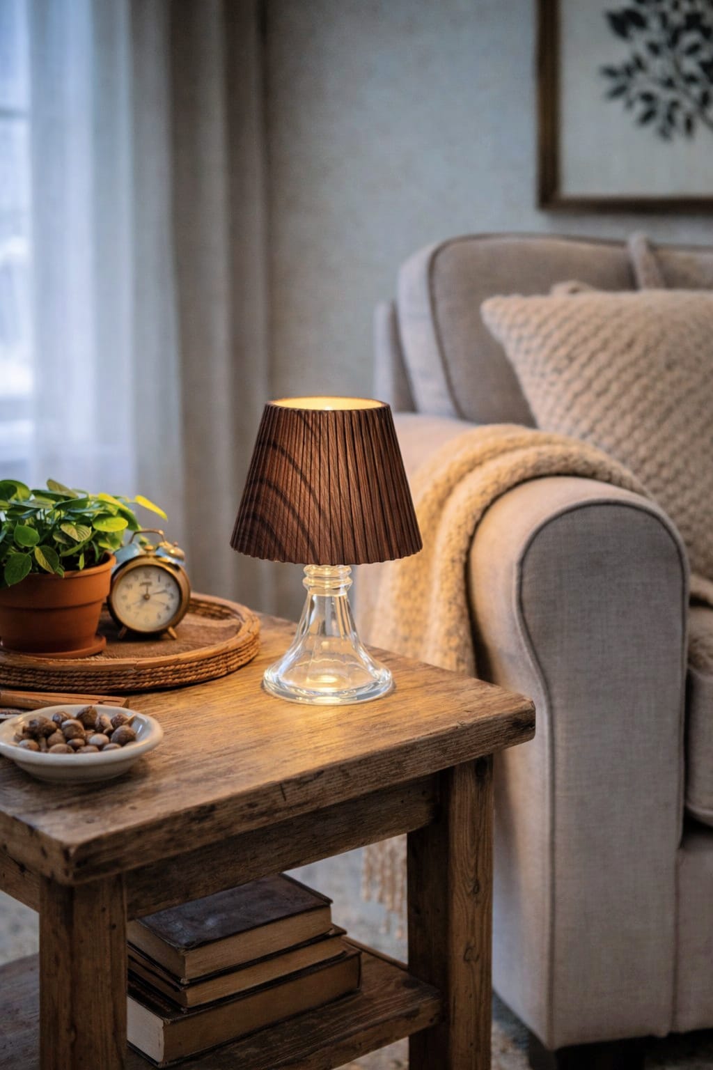 lamp made from a dollar store candlestick and a wireless shade
