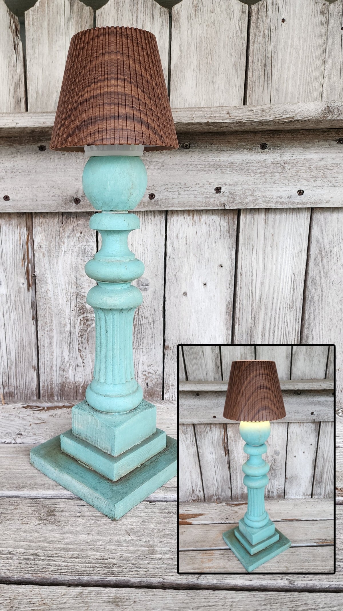 light turquoise wooden spindle