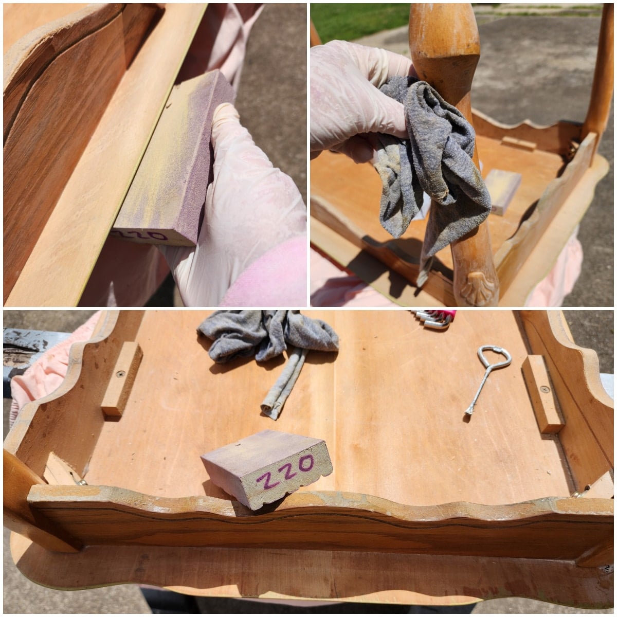 scuff sand and degloss the shiny table