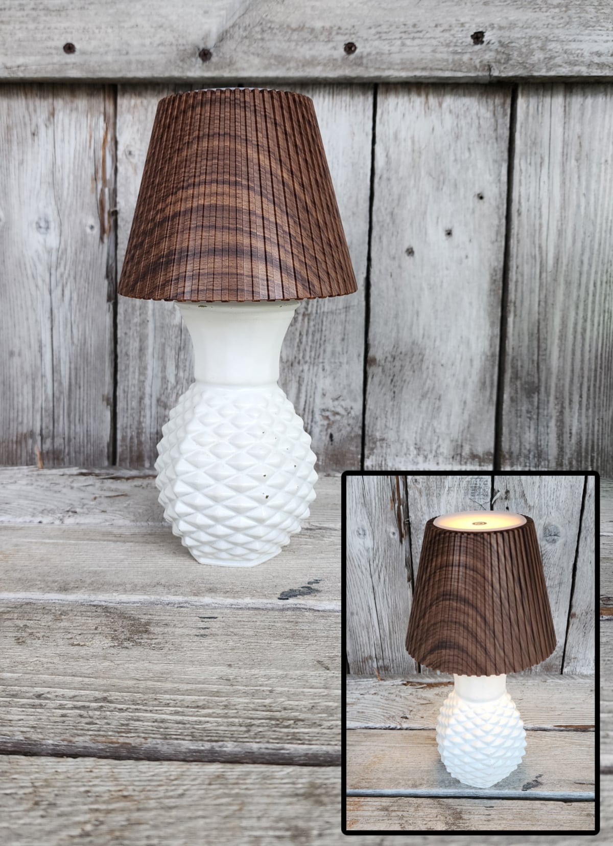 small white vase with wireless shade