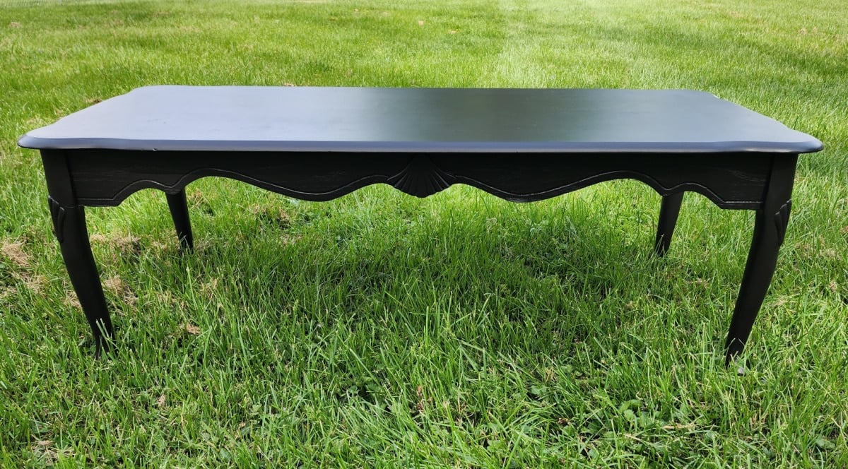 thrift store french provincial coffee table makeover