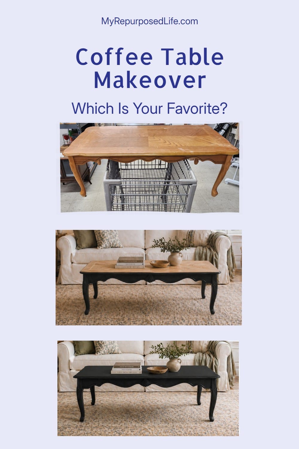 vintage coffee table makeover via @repurposedlife