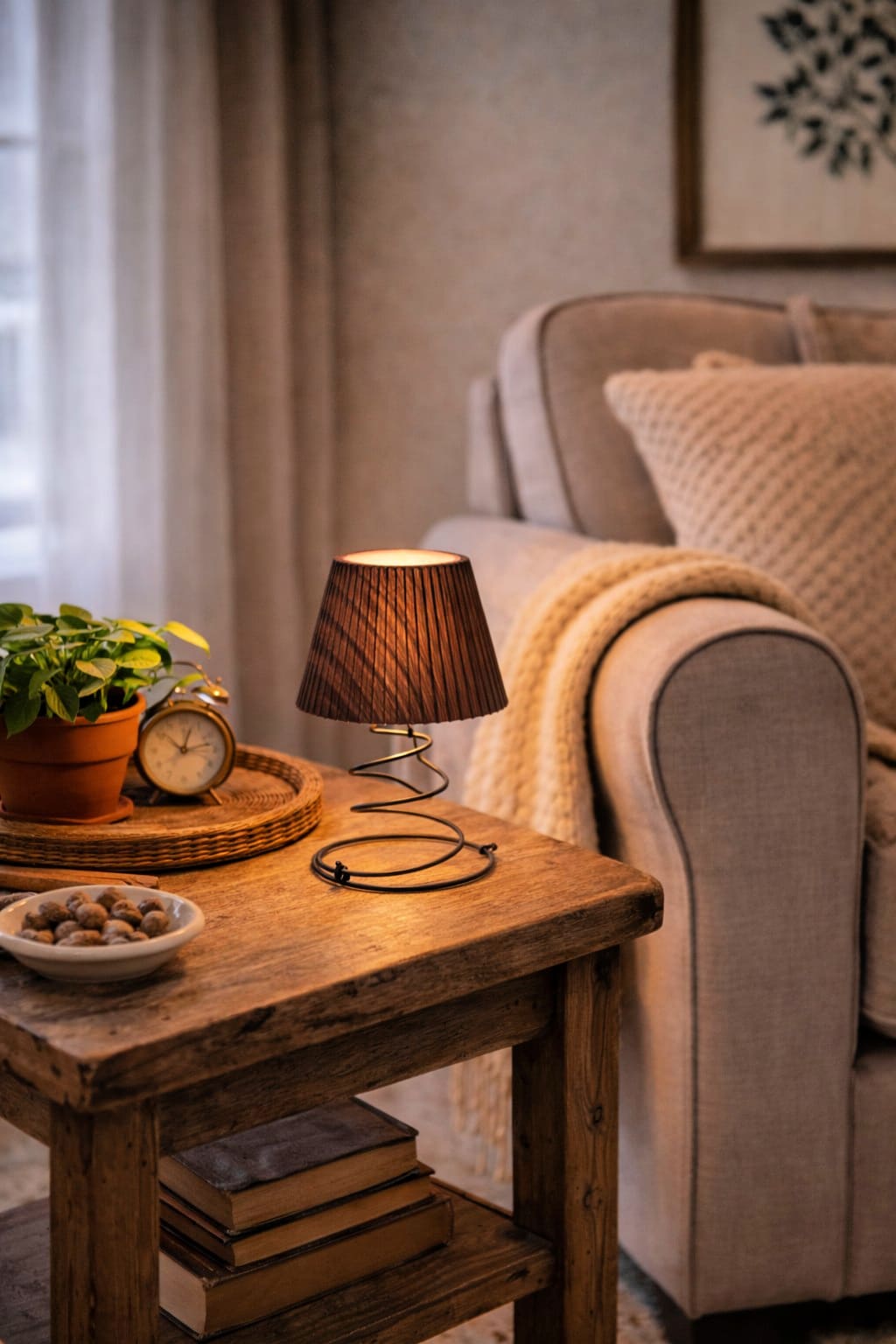 where to use a small lamp made from a mattress spring