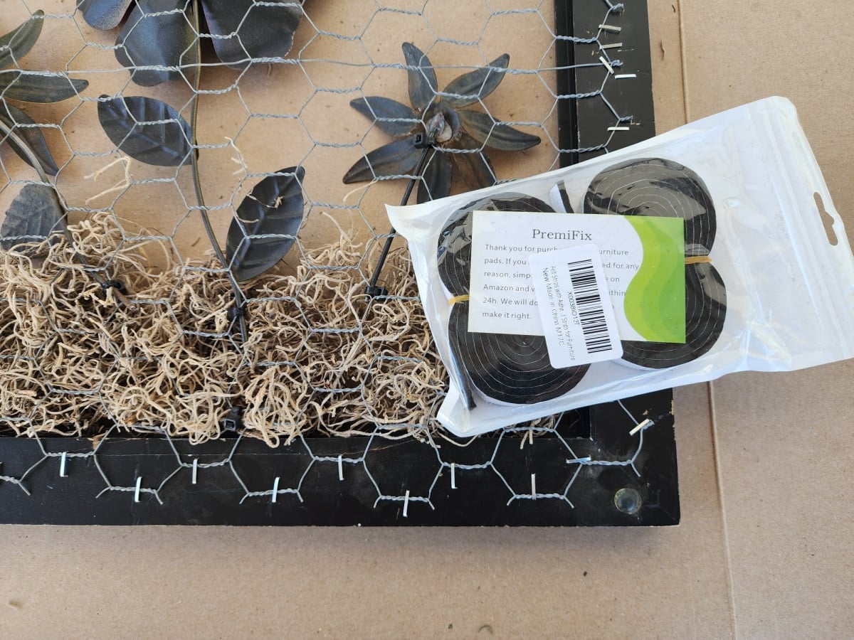 adding felt tape to cover up chicken wire ends