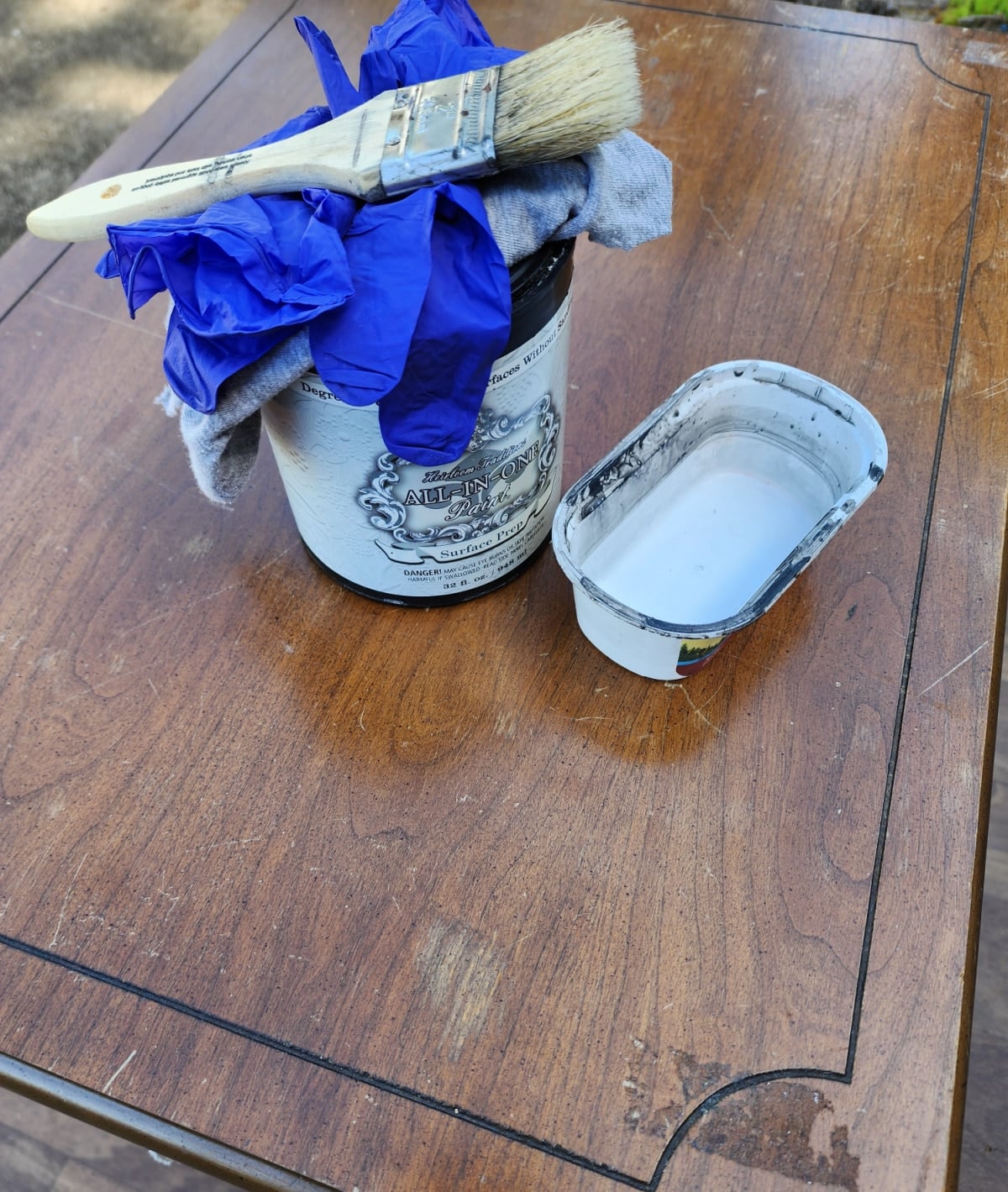 clean and degloss vintage end table