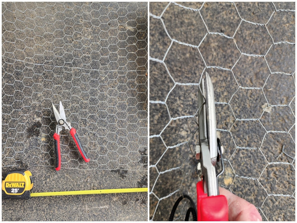 measure and cut chicken wire to fit frame