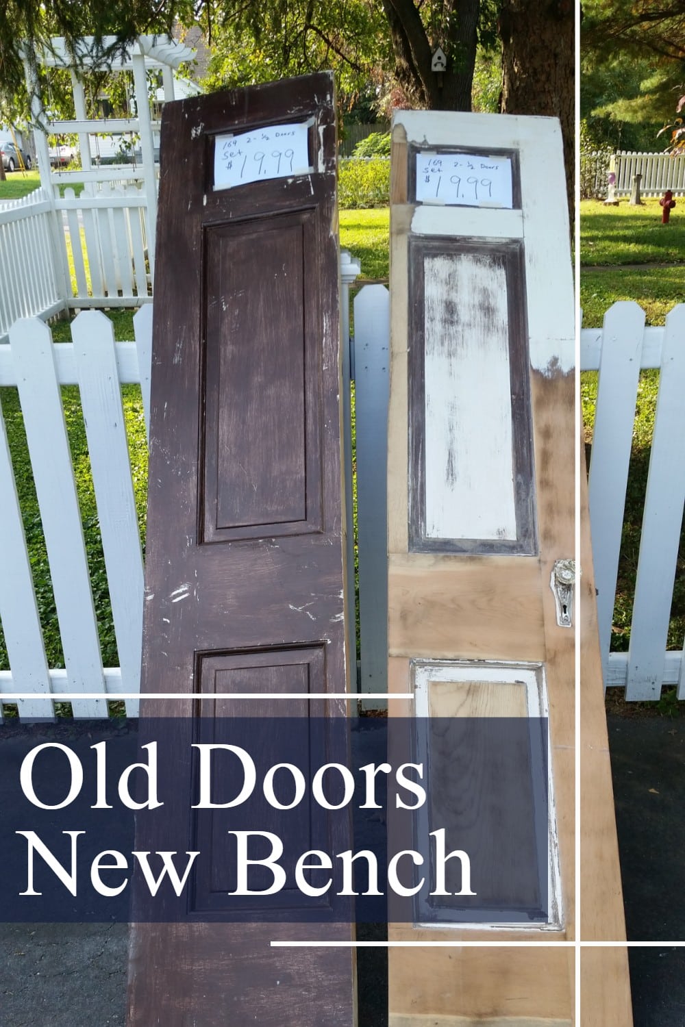 old thrift store doors into a new bench via @repurposedlife