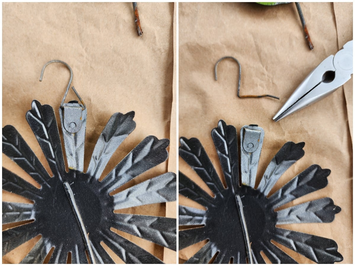 remove hanger from metal garden flower